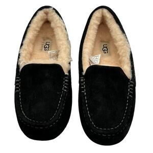 UGG Pure Womens Size 6 100% Wool Slip On Slippers House Shoes Black New